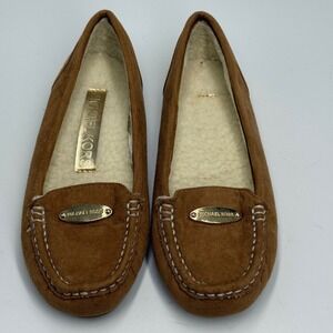 Michael‎ Kors Mila Moccasin Slippers Faux Fur Lined Brown Kids Size 13